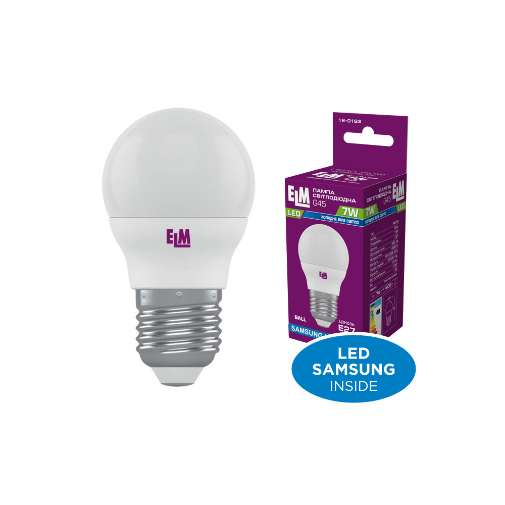 Лампа світлодіодна куля ELM D45 7W PA10S E27 4000K